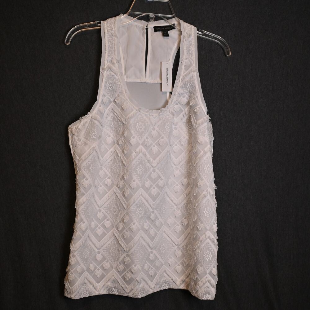 NEW Banana Republic Women's M Fringed Racerback Sleeveless Tank Geometric NWT